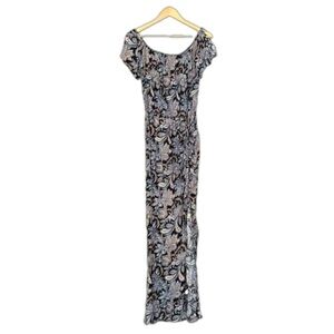 Aqua Bloomingdale’s Paisley print pattern Sun Dress with Slit nwt medium maxi